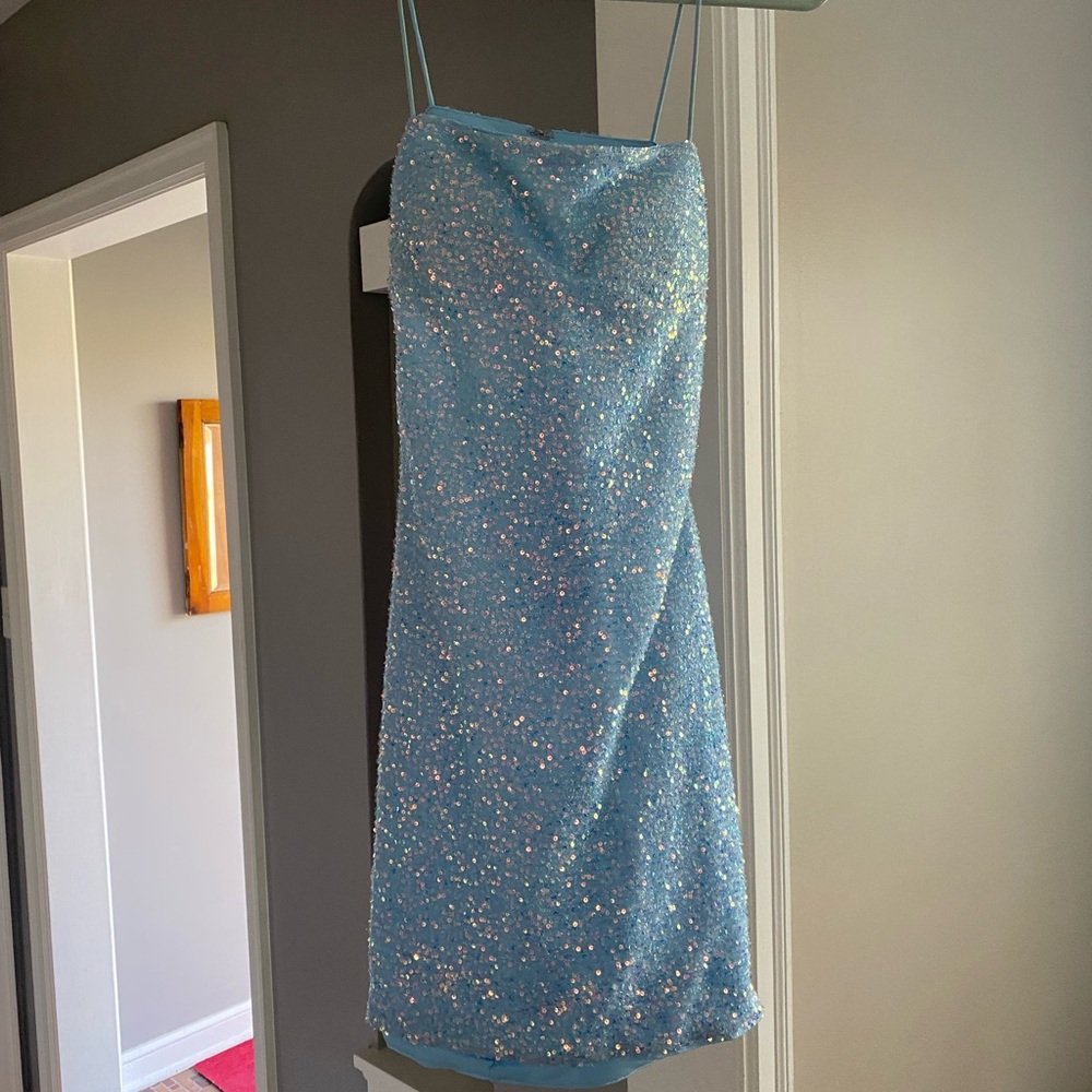 Light blue sequin dress